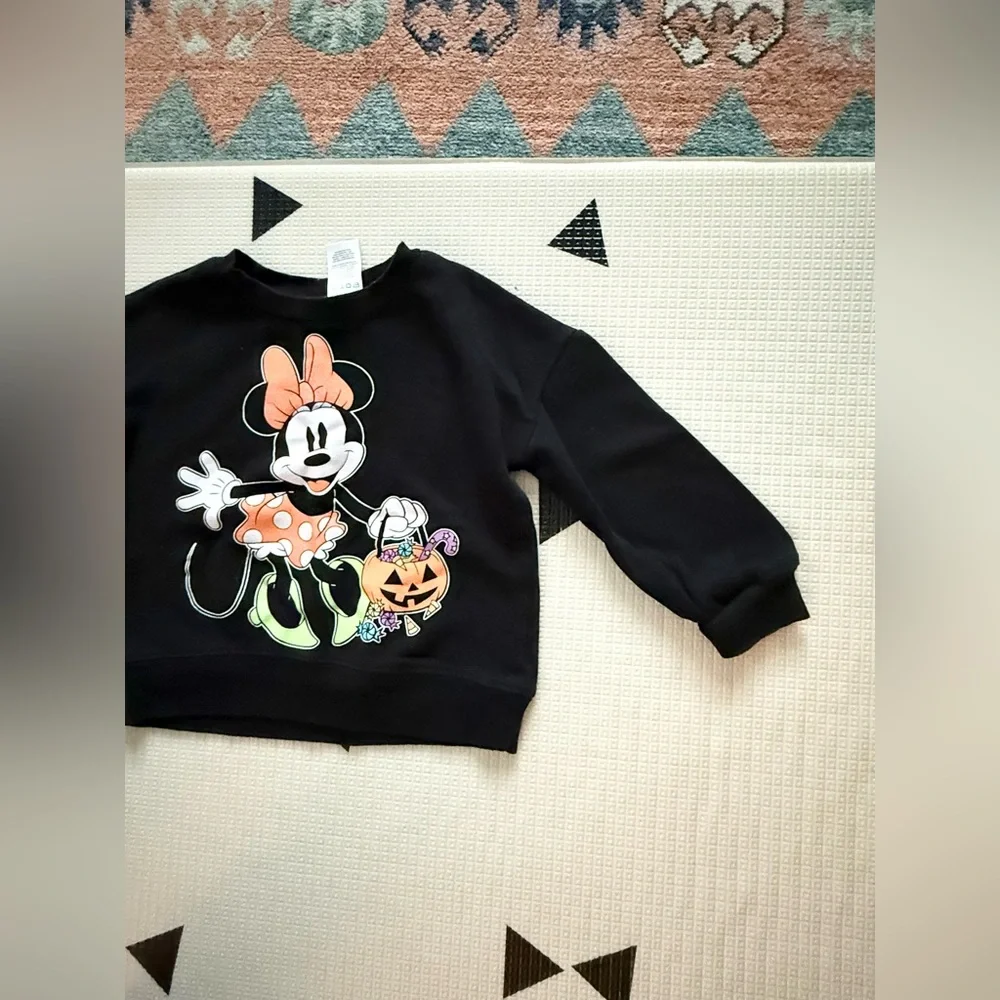 Disney|Baby girl Minnie Mouse Black Halloween Sweatshirt•••orange polka dot,3T - Picture 3 of 9